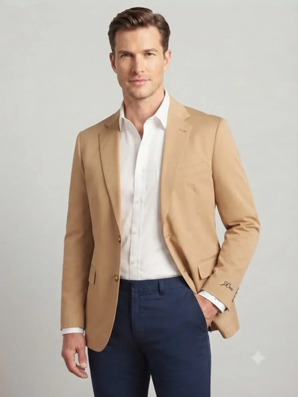 J. Crew Men’s Thompson Slim Fit Cotton Blazer Khaki Tan Size 34R NWOT